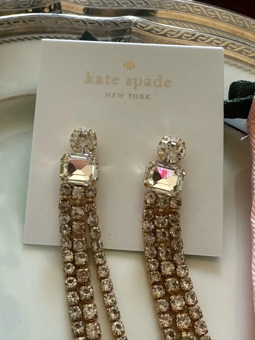 Kate Spade‎ gold-Tone Shimmy Fringe Earrings NEW